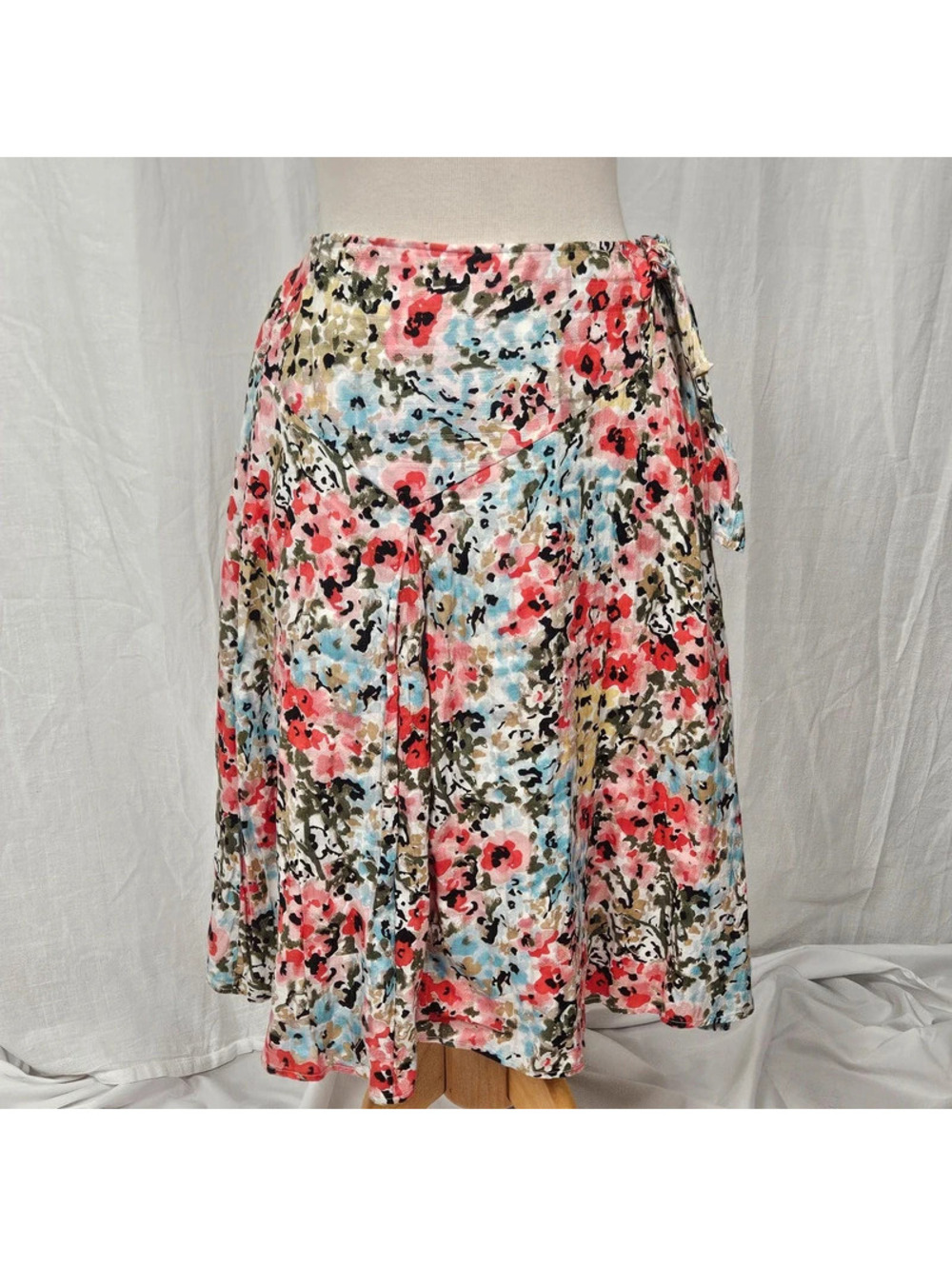 Y2k vtg Cotton Floral Midi Skirt Valerie Stevens sz 10